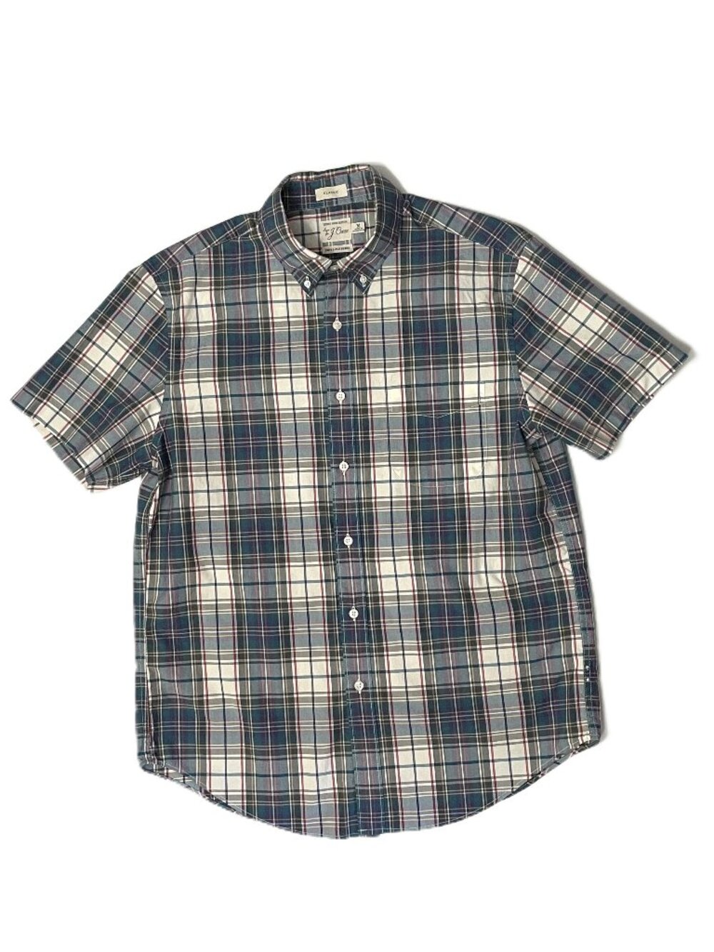 J.Crew Shirt Men's Medium 100% Cotton Plaid Short Sleeve Button Down Classic